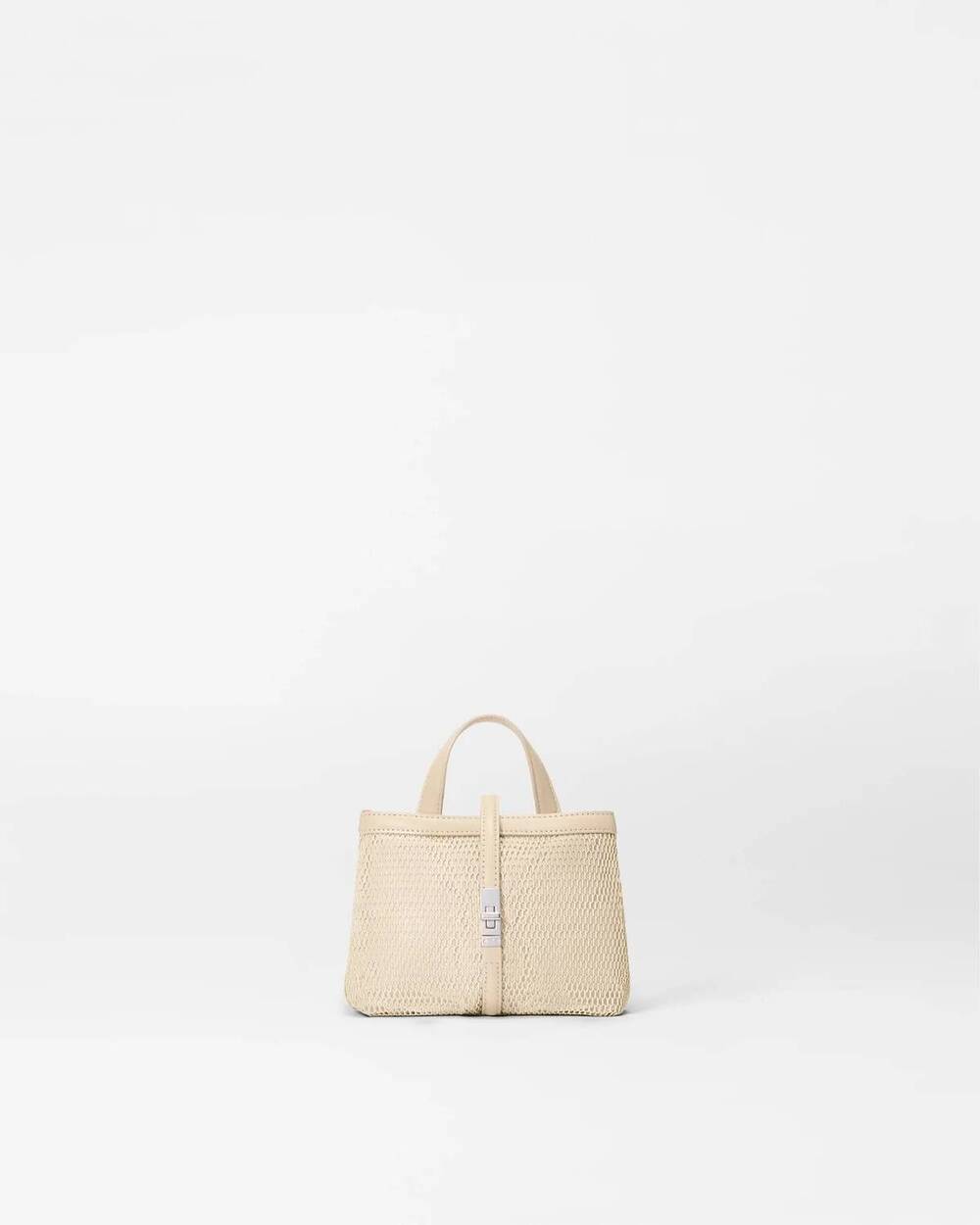 NEW MZ WALLACE women's mesh astor top handle bag in buff